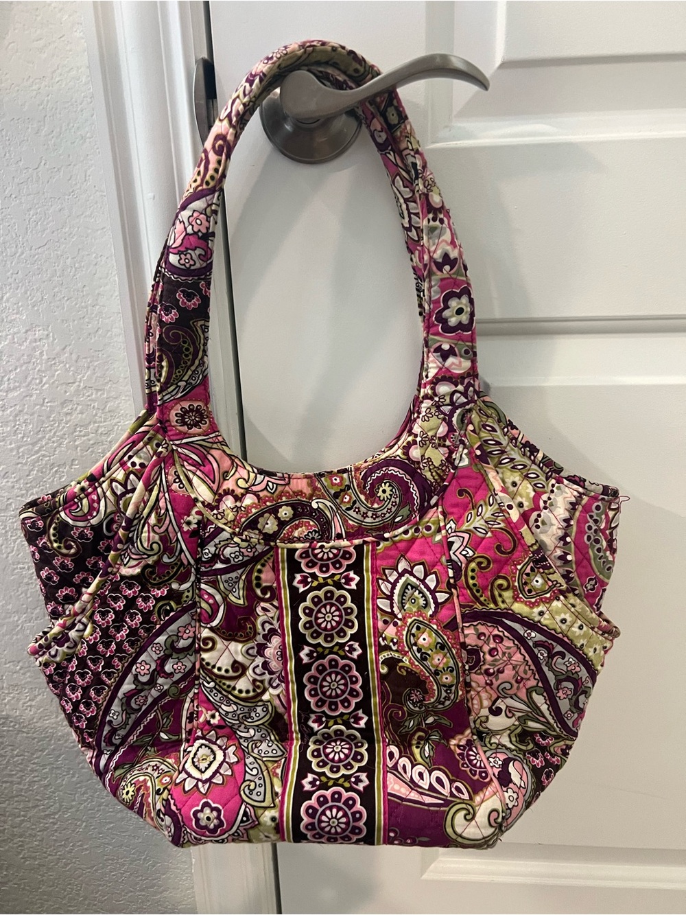 Vera Bradley Pink Paisley Quilted Tote Shoulder Bag